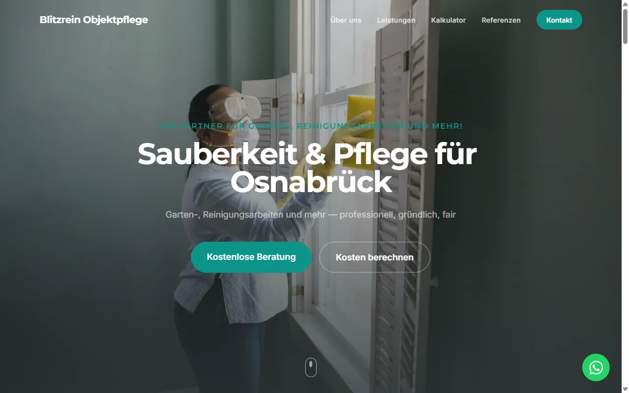 Konzeptdemo: Blitzrein Objektpflege, Gebäudereinigung & Gartenpflege
